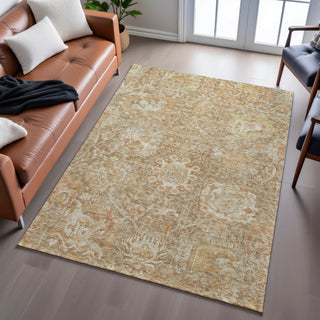 Piper Looms Mayfield Damask AMF1101 Khaki Machine Washable Area Rug Lifestyle Image Feature