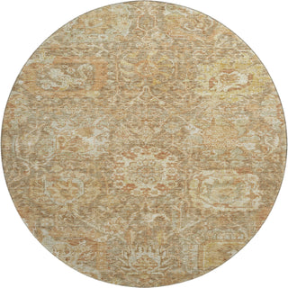 Piper Looms Mayfield Damask AMF1101 Khaki Machine Washable Area Rug Round Main Image