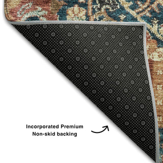 Piper Looms Mayfield Damask AMF1101 Navy Machine Washable Area Rug Backing Image