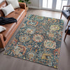 Piper Looms Mayfield Damask AMF1101 Navy Machine Washable Area Rug Lifestyle Image Feature