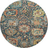 Piper Looms Mayfield Damask AMF1101 Navy Machine Washable Area Rug Round Main Image