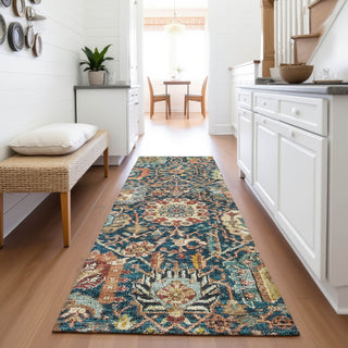 Piper Looms Mayfield Damask AMF1101 Navy Machine Washable Area Rug Runner Lifestyle Image Feature