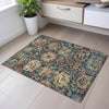 Piper Looms Mayfield Damask AMF1101 Navy Machine Washable Area Rug Scatter Lifestyle Image Feature