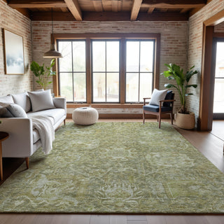 Piper Looms Mayfield Damask AMF1101 Sage Machine Washable Area Rug Lifestyle Image Feature