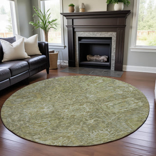 Piper Looms Mayfield Damask AMF1101 Sage Machine Washable Area Rug Round Lifestyle Image Feature