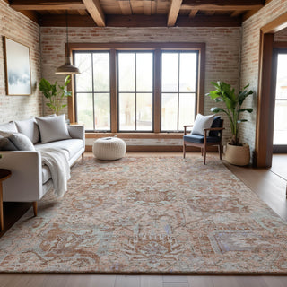 Piper Looms Mayfield Damask AMF1102 Coral Machine Washable Area Rug Lifestyle Image Feature