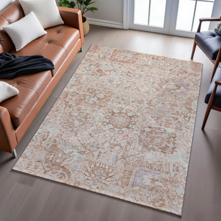 Piper Looms Mayfield Damask AMF1102 Coral Machine Washable Area Rug Lifestyle Image Feature