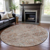 Piper Looms Mayfield Damask AMF1102 Coral Machine Washable Area Rug Round Lifestyle Image Feature