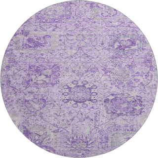 Piper Looms Mayfield Damask AMF1102 Lavender Machine Washable Area Rug Round Main Image