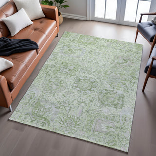 Piper Looms Mayfield Damask AMF1102 Mint Machine Washable Area Rug Lifestyle Image Feature