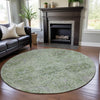 Piper Looms Mayfield Damask AMF1102 Mint Machine Washable Area Rug Round Lifestyle Image Feature