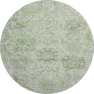 Piper Looms Mayfield Damask AMF1102 Mint Machine Washable Area Rug Round Main Image