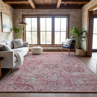 Piper Looms Mayfield Damask AMF1102 Pink Machine Washable Area Rug Lifestyle Image Feature