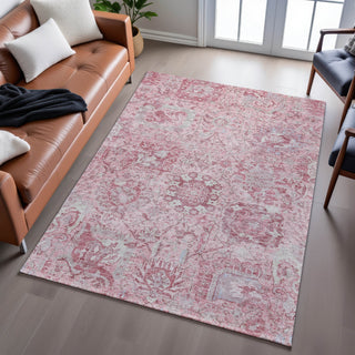 Piper Looms Mayfield Damask AMF1102 Pink Machine Washable Area Rug Lifestyle Image Feature