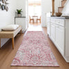 Piper Looms Mayfield Damask AMF1102 Pink Machine Washable Area Rug Runner Lifestyle Image Feature