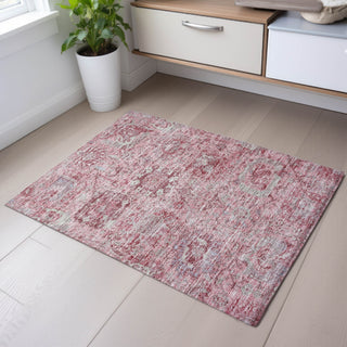 Piper Looms Mayfield Damask AMF1102 Pink Machine Washable Area Rug Scatter Lifestyle Image Feature