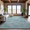 Piper Looms Mayfield Damask AMF1102 Teal Machine Washable Area Rug Lifestyle Image Feature