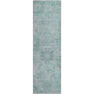Piper Looms Mayfield Damask AMF1102 Teal Machine Washable Area Rug Runner Main Image