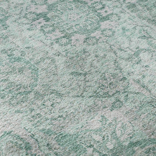 Piper Looms Mayfield Damask AMF1102 Teal Machine Washable Area Rug Swatch Image