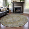 Piper Looms Mayfield Global AMF1103 Wheat Machine Washable Area Rug Round Lifestyle Image Feature