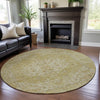 Piper Looms Mayfield Global AMF1104 Gold Machine Washable Area Rug Round Lifestyle Image Feature