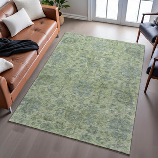 Piper Looms Mayfield Damask AMF1105 Aloe Machine Washable Area Rug Lifestyle Image Feature