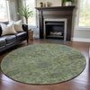Piper Looms Mayfield Damask AMF1105 Aloe Machine Washable Area Rug Round Lifestyle Image Feature