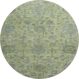 Piper Looms Mayfield Damask AMF1105 Aloe Machine Washable Area Rug Round Main Image