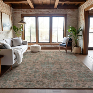 Piper Looms Mayfield Damask AMF1105 Coral Machine Washable Area Rug Lifestyle Image Feature