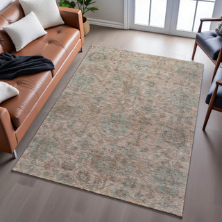 Piper Looms Mayfield Damask AMF1105 Coral Machine Washable Area Rug Lifestyle Image Feature