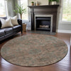 Piper Looms Mayfield Damask AMF1105 Coral Machine Washable Area Rug Round Lifestyle Image Feature