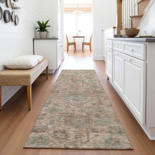 Piper Looms Mayfield Damask AMF1105 Coral Machine Washable Area Rug Runner Lifestyle Image Feature