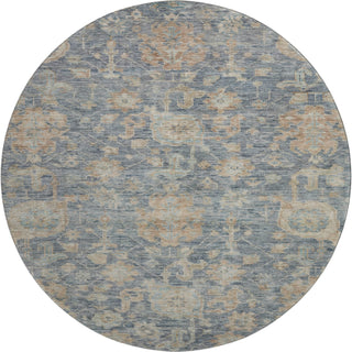 Piper Looms Mayfield Damask AMF1105 Denim Machine Washable Area Rug Round Main Image