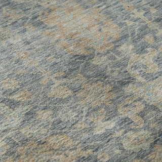Piper Looms Mayfield Damask AMF1105 Denim Machine Washable Area Rug Swatch Image