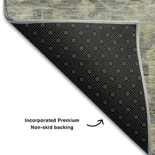 Piper Looms Mayfield Damask AMF1105 Pewter Machine Washable Area Rug Backing Image