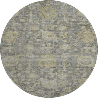 Piper Looms Mayfield Damask AMF1105 Pewter Machine Washable Area Rug Round Main Image
