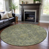 Piper Looms Mayfield Damask AMF1105 Sage Machine Washable Area Rug Round Lifestyle Image Feature