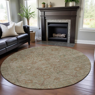 Piper Looms Mayfield Global AMF1106 Beige Machine Washable Area Rug Round Lifestyle Image Feature