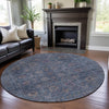 Piper Looms Mayfield Global AMF1106 Blue Machine Washable Area Rug Round Lifestyle Image Feature