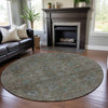 Piper Looms Mayfield Global AMF1106 Brown Machine Washable Area Rug Round Lifestyle Image Feature