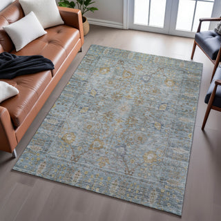 Piper Looms Mayfield Global AMF1106 Teal Machine Washable Area Rug Lifestyle Image Feature