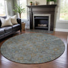 Piper Looms Mayfield Global AMF1106 Teal Machine Washable Area Rug Round Lifestyle Image Feature