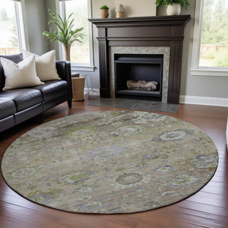 Piper Looms Mayfield Global AMF1107 Beige Machine Washable Area Rug Round Lifestyle Image Feature