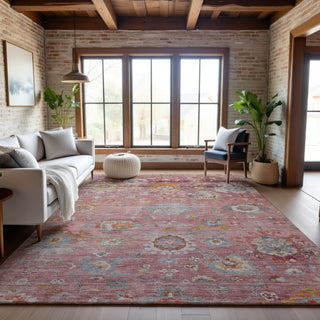 Piper Looms Mayfield Global AMF1107 Pink Machine Washable Area Rug Lifestyle Image Feature