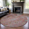 Piper Looms Mayfield Global AMF1107 Pink Machine Washable Area Rug Round Lifestyle Image Feature