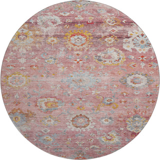 Piper Looms Mayfield Global AMF1107 Pink Machine Washable Area Rug Round Main Image