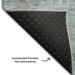 Piper Looms Mayfield Global AMF1107 Seafoam Machine Washable Area Rug Backing Image