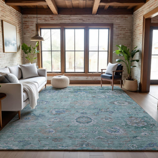 Piper Looms Mayfield Global AMF1107 Seafoam Machine Washable Area Rug Lifestyle Image Feature