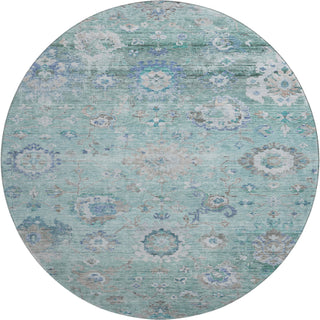 Piper Looms Mayfield Global AMF1107 Seafoam Machine Washable Area Rug Round Main Image