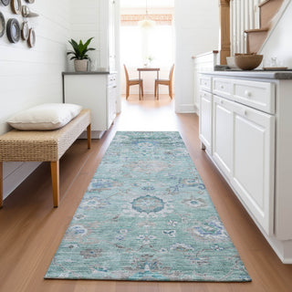 Piper Looms Mayfield Global AMF1107 Seafoam Machine Washable Area Rug Runner Lifestyle Image Feature